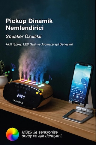Bluetooth Hoparlörlü Aromaterapi Hava Nemlendirici 7 Renk , Çoklu Sis Çıkışlı, Kumandalı