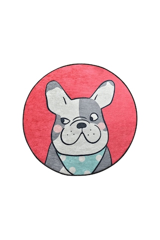 Chilai Home Happy Dogs Pınk Djt Çap Dekoratif Marka Yıkanabilir Kaymaz Taban Halı Çok Renkli