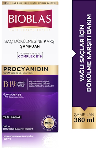 Bioblas Procyanidin Yağlı Saçlar İçin Arındırıcı Şampuan 360 Ml - Saç Dökülmesine & Yağlanmaya Karşı
