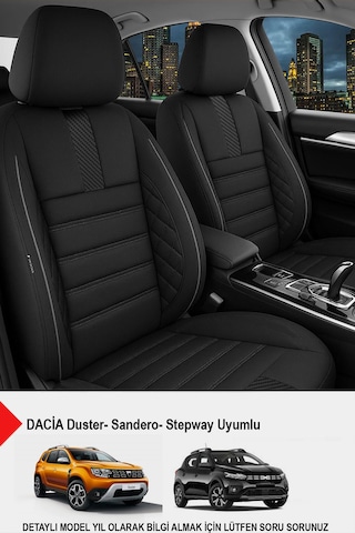 Oniks Serisi Tay Tüyü Oto Koltuk Kılıfı- Dacia Sandero-stepway-duster Uyumlu Siyah