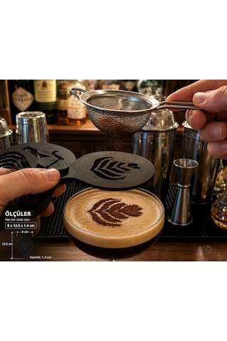16 Parça Kahve Şablon Seti Barista Cappuccino Latte Art Şablonu 8 X 12.5 X 1.4 Cm