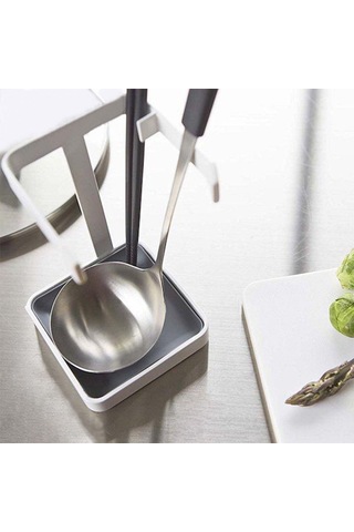 Reedark Japon Mutfak Organizatörü: Kapak Askısı, Kaşık Tutucu, Su Toplama Hazneli, Çok Amaçlı, Beyaz Renk, W10xd12xh15 Diğer