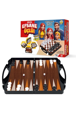 Çantalı Tavla- Dama-satranç 3'lü Oyun Seti