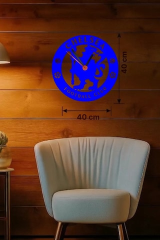 Chelsea Fc Logolu Ahşap Duvar Saati - 40x40 Cm Taraftar Hediyesi Belirtilmemiş