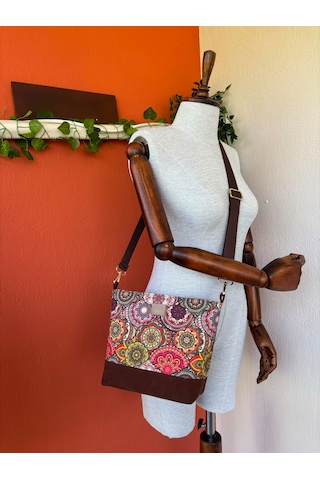 Lumya Atelier Etnik Desenli Omuz Çantası Kahve