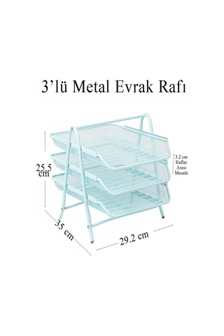 Evrak Rafı Düzenleyici 3 Katmanlı Mavi