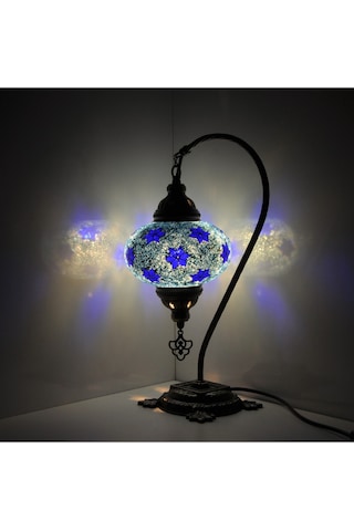 El Yapımı Dekoratif Sevgililer Günü Hediyesi Mozaik Lamba Mavi