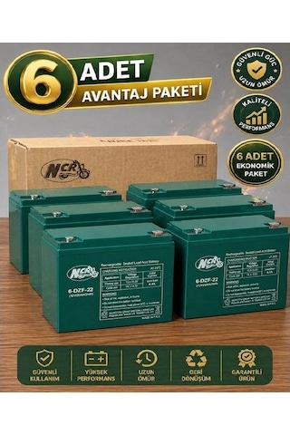 Ncr 12v-22 Amper 6'lı Paket 20-24 Amper Ebatlarında Dik Akü Elektrikli Bisiklet Aküsü Ebatlar:180 78 170 Mm