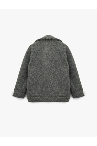 Koton Uzun Kollu Cepli Fermuar Detaylı Kısa Buklet Kaban Gri 6wak20198ew Gri