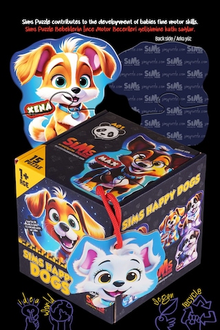 Sims Puzzle Bebekler İçin İlk Puzzle Yapboz Baby Sevimli Köpekler - 1 Yaş Üstü Montessori Eğitici Oyuncak Köpekler