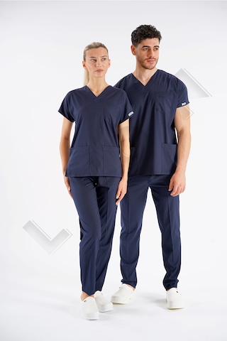 Lacivert Dr. Greys Modeli Likralı Hemşire Forması Unisex Yarasa Kol Doktor Scrubs Hastane Takımı Lacivert