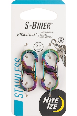 Nite Ize S-Biner Microlock Çelik Karabina 2Li Paket Gri Çok Renkli