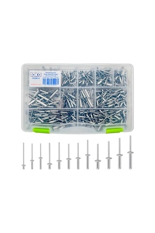 Hobi-4 Alüminyum Pop Perçin Seti 411 Parça 13 Çeşit Organizer Takım Çantalı