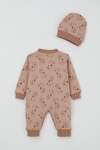 Breeze Erkek Bebek Tulum Sevimli Köpekçik Desenli 0-6 Ay, Açık Kahverengi Açık Kahverengi