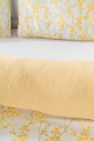 Çift Kişilik Nevresim Takımı Pamuklu Desenli Lorisa Sarı 200x215 Cm Sarı