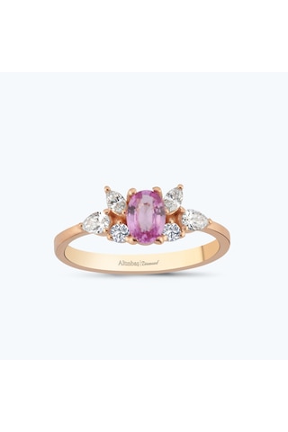 Altınbaş Pırlanta Pembe Safir Oval Yüzük Erm1147ps-14k