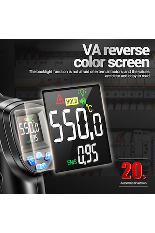 Springsun Aneng Th104 El Tipi Kızılötesi Termometre -50 C 550 C Ev & Endüstri Sıcaklık Ölçer Va Ekran Düşük/byüksek Alarm Pil Dahil Değil Siyah