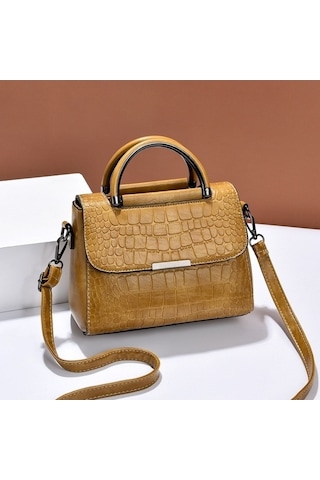 Shidai888 Taş Desen Bayan Tek Omuz Çantası Kahverengi