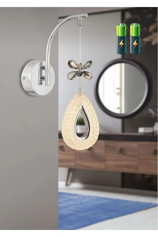 Candela Model Krom Kaplama Oturma Yatak Mutfak Çocuk Odası Duvar Led Pilli Aplik Krom