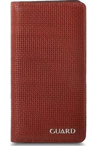 Guard Telefon Girişli Taba Lazer Baskı Hakiki Deri Erkek / Kadın Cüzdan P1420 Taba