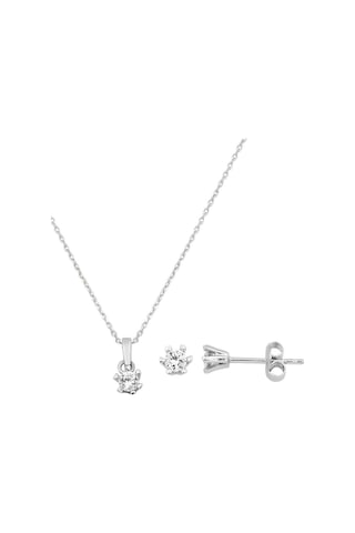 Bilezikci Altı Tırnaklı Tektaş 14 Ayar Beyaz Altın 2'li Set