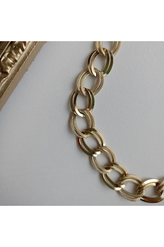 Lente Aksesuar Kadın Gold Çelik Samanyolu Model Dokulu Zincir Bileklik Gold