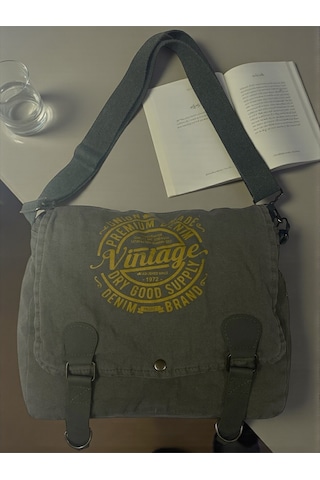 Vintage Salaş Kaliteli Unisex Günlük Gezi Kamp Okul Postacı Omuz Çantası San Diego 32 Cm X 25 Cm Haki - Haki