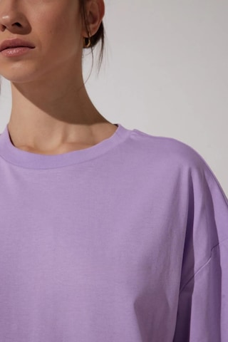 Caxis Unisex Bisiklet Yaka Oversize Lila T-shirt
