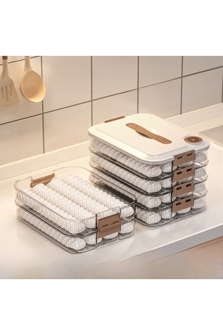 Mufunye Ev İçin Çift Katlı Beyaz Mutfak Kutusu - Yemei Seviyesi Malzeme İle Manti, Tortellini Dondurucu Saklama Ve Tazelik Koruma Diğer