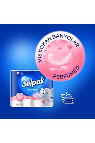 Selpak® Parfümlü Pudra Kokulu Tuvalet Kağıdı 3 x 32 Rulo