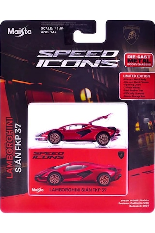 Maisto 1:64 Speed Icons - Lamborghini Sian Fkp 37 Metalik Kırmızı Çok Renkli