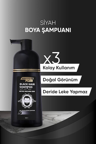Black Hair Doğal Görünümlü Saç Siyahlaştırıcı Anında Etkili Beyaz Kapatıcı Shampoo 3x350ml Tüm Saç Tipleri