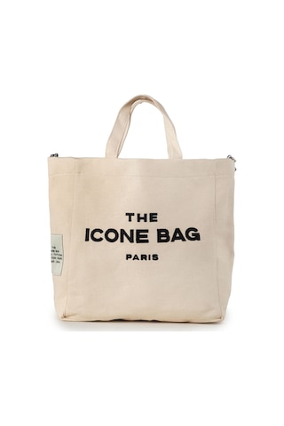 Icone Bej The Icone Bag Paris İşlemeli Tote Kadın Kol Çantası Ve Omuz Çantası Bej
