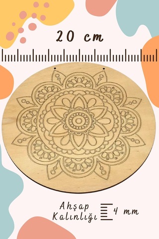 Güneş Mandala Ahşap Boyama Tuval Seti Hediye Hobi Kiti 20 Cm Diğer