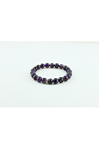 Elkes Schmuck 6 MM Doğaltaş Ametist Bileklik Gri