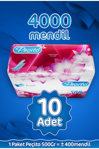 Peçito Elite Çift Katlı Çek Al Mendil 10 x 400'lü