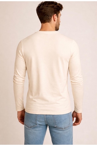 Axxel Erkek Açık Krem Pamuklu Likralı Süprem Uzun Kollu T-shirt-d240 Açık Krem
