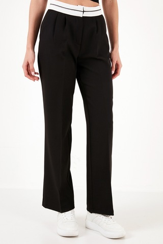 Lela Yüksek Bel Regular Fit Geniş Paça Bayan Pantolon 611Pl061 Siyah