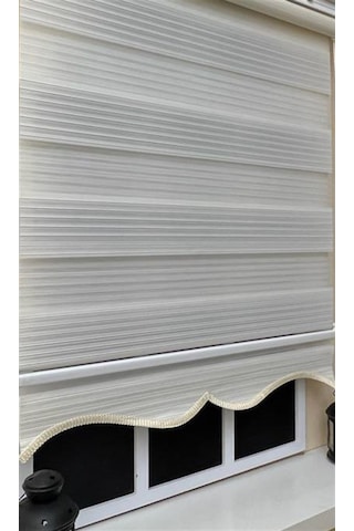 Storburada Ekru Pliseli Zebra Stor Perde Alüminyum Kasalı Alm-481 Ekru
