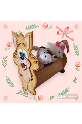 İzwoodcraft Sevi Mli Kedim Çocuk Ve Bebek Odası Kitaplık Ve Oyuncak Sepeti Sarı