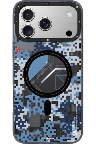 Apple Uyumlu iPhone 17 Pro Max Kılıf M-safe Şarj Özellikli Youngkit Camouflage Sykell Serisi Kapak Mavi Mavi