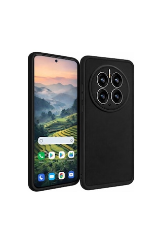 Huawei Mate 50 Pro Uyumlu Kamera Çıkıntılı Mat Silikon Telefon Kılıfı Siyah