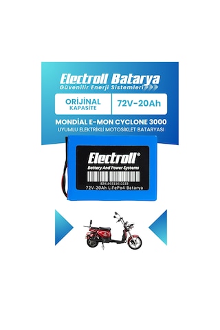 Mondial E-mon Cyclone 3000 Uyumlu Batarya Orijinal Kapasite Lifepo4 72v 20ah Elektrikli Motosiklet Bataryası