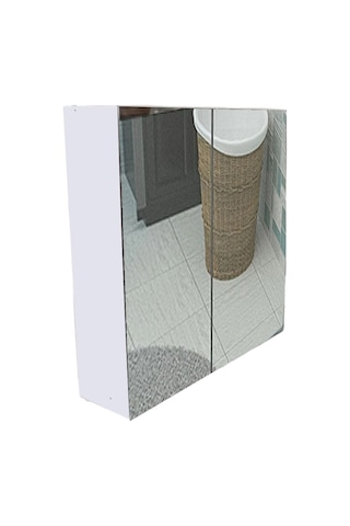 Lavabo Üstü Aynalı 2 Kapaklı Banyo Dolabı Beyaz
