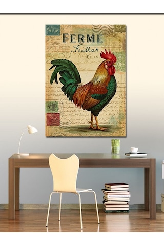 Kanvas Tablo Fransız Köyü Ve Horoz 70cmx100cm