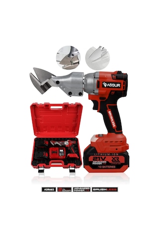 Assur 1050 3D 21V Kömürsüz Motor Akülü Sac Makası Seti - Çift Akülü Çantalı Metal & Tel & Sac Kesim Makası - 2975