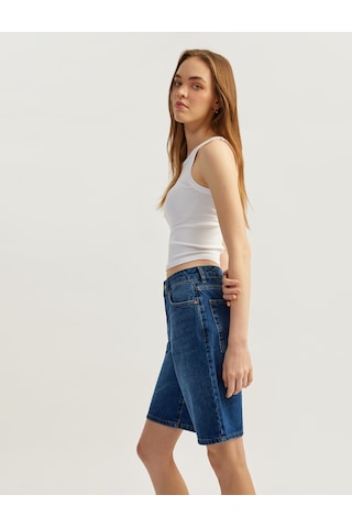 Koton Rahat Kesim Normal Bel Denim Şort Orta İndigo 5sal40007md İndigo