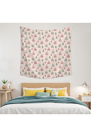 Noel Desenli 59x59 İnç Kare Duvar Halısı, Oturma Odası, Yatak Odası Ve Genç Odası İçin-a160