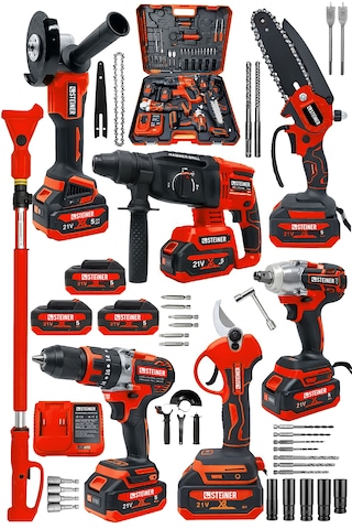 Steiner 21v Şarjlı Kırıcı Delici + Makas + Dal Budama + Matkap + Taşlama + Somun Sökme + Teleskop K70013