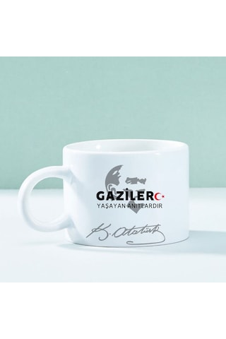 Kişiye Özel Gazilere Özel Motto Kahve Fincanı Anlamlı Ve Şık Tasarım Beyaz